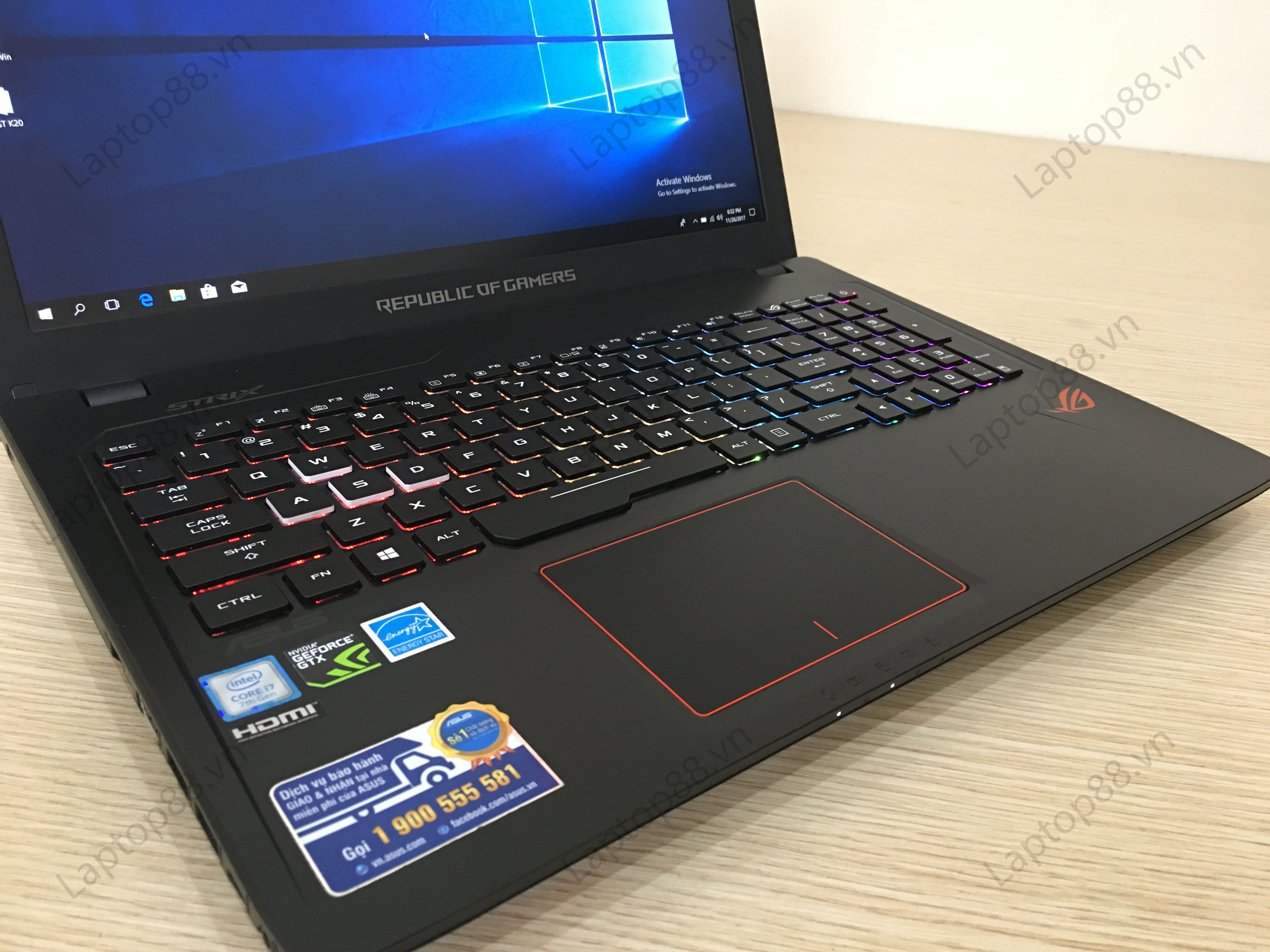 Laptop Gaming cũ Asus GL553VD - Intel Core i7 7700HQ.RAM 8GB.HDD 1TB. Nvidia GeForce GTX 1050 (4GB DDR5 128bit). KBL RGB. full HD. 15.6inch5