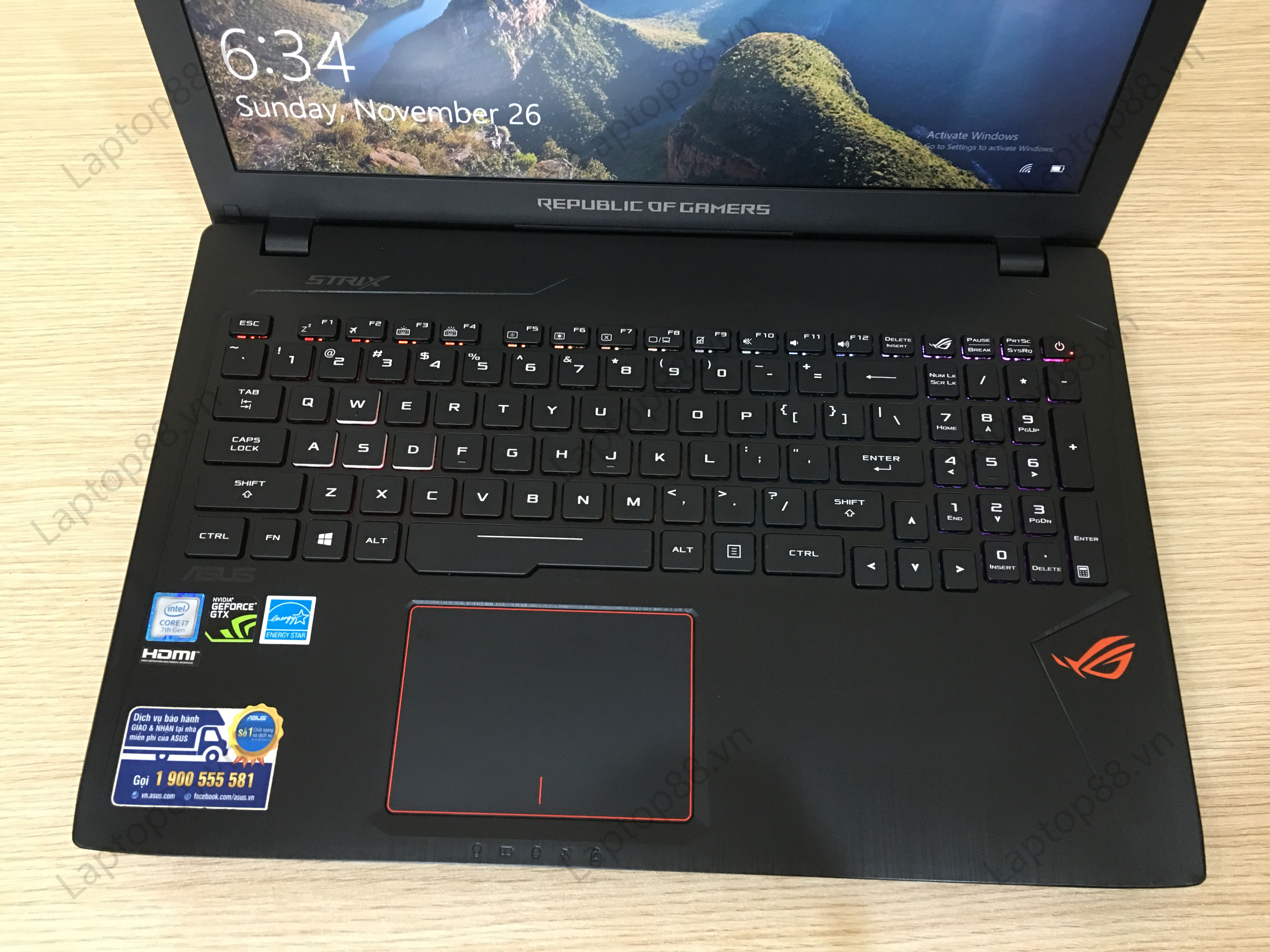 Laptop Gaming cũ Asus GL553VD - Intel Core i7 7700HQ.RAM 8GB.HDD 1TB. Nvidia GeForce GTX 1050 (4GB DDR5 128bit). KBL RGB. full HD. 15.6inch8