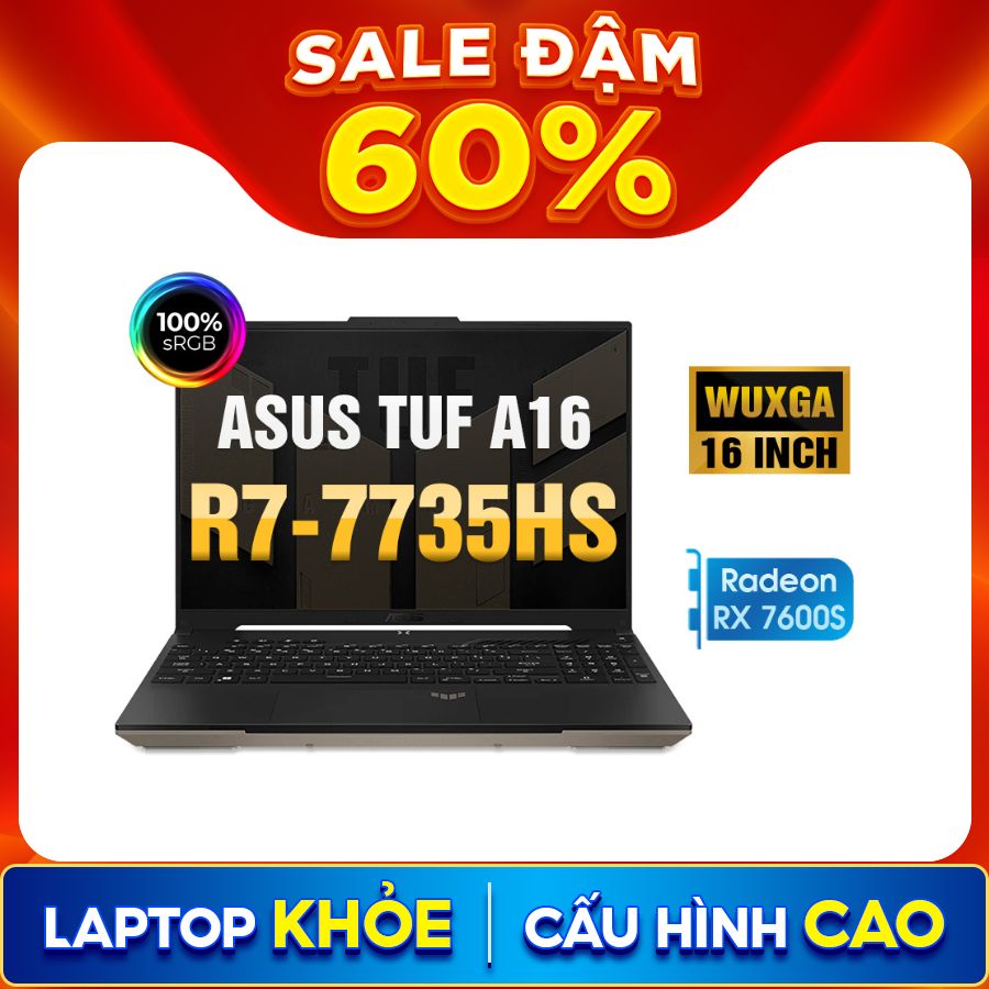 [New 100%] Laptop Asus TUF Gaming A16 Advantage Edition FA617NS-N3486W | AMD Ryzen 7-7735HS | Radeon™ RX 7600S | 16 Inch  WUXGA 165Hz 100% sRGB