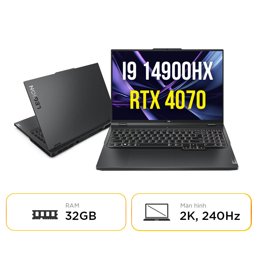 Lenovo Legion 5 Pro 16IRX9 83DF0046VN: Combo chip i9 14900HX + card RTX 4070 CỰC KHỦNG - Màn 2K 100% sRGB 240Hz siêu đẹp, siêu mượt