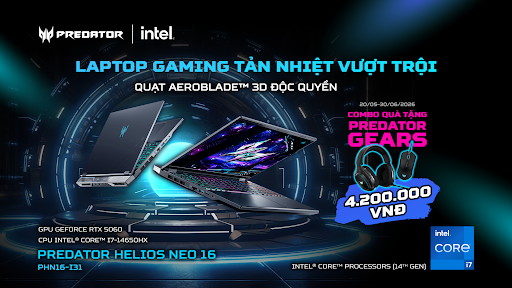 Predator Helios Neo 16 – Laptop Gaming RTX 50 Series Chuẩn Hiệu Năng Cao Cấp