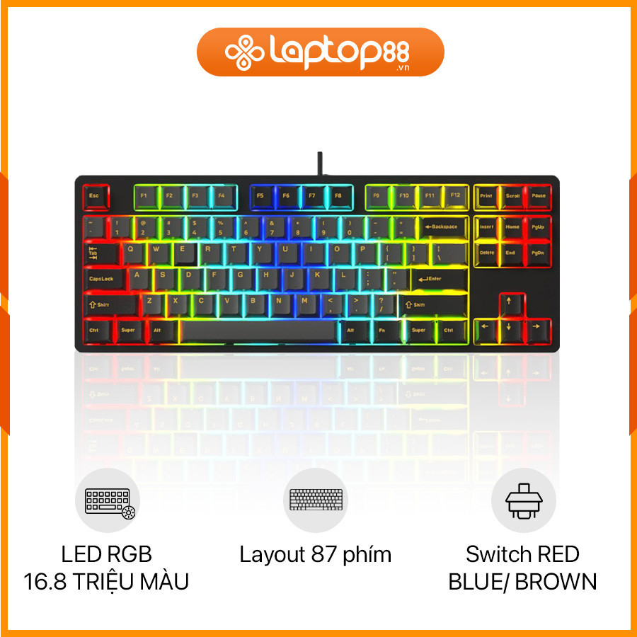 [New 100%] Bàn Phím Cơ Edra EK387FL Polar Night Gateron Blue/Brown/Red Switch