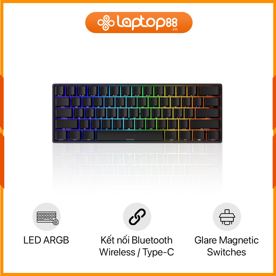 [New 100%] Bàn Phím Cơ AKKO MonsGeek FUN60 Max SP Black Akko Glare Magnetic Switches