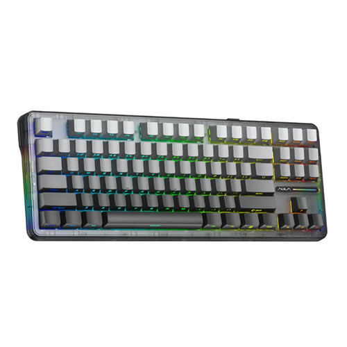 [New 100%] Bàn Phím Cơ AULA 3 MODE F87 PRO Black Gradient Grey Wood V4 Switch