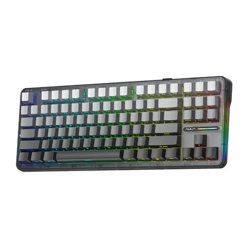 [New 100%] Bàn Phím Cơ AULA 3 MODE F87 PRO Black Gradient Grey Wood V4 Switch