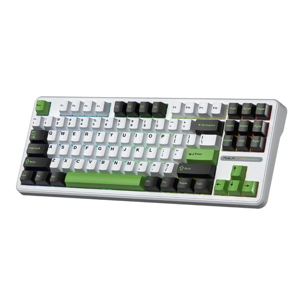 [New 100%] Bàn Phím Cơ AULA 3 MODE F87 Grey Wood V4 Switch