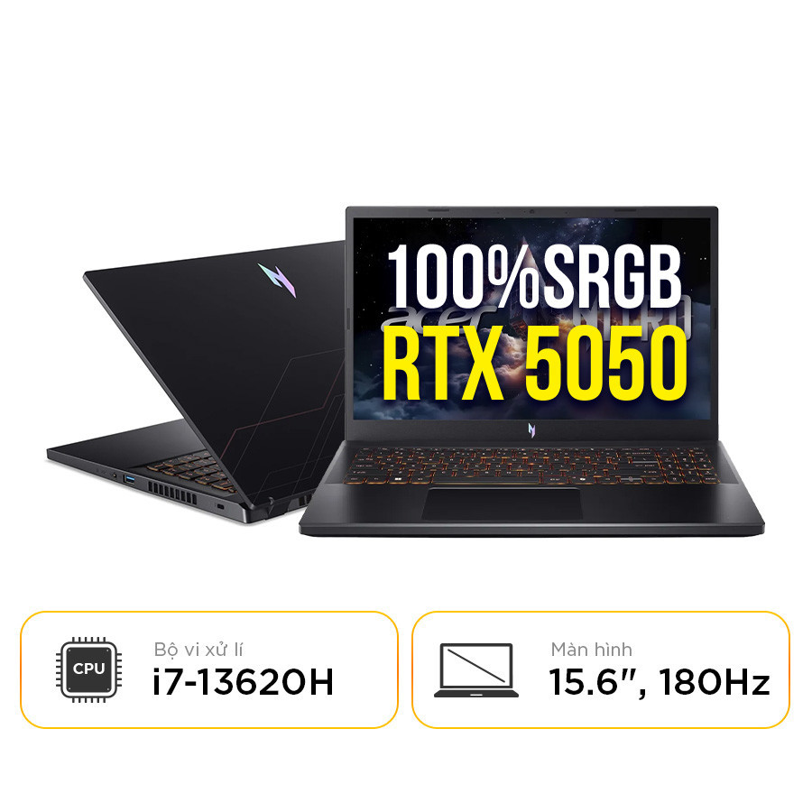 [New 100%] Laptop Gaming Acer Nitro V ProPanel ANV15-52-72BM - Core i7-13620H | RTX 5050 | 15.6 inch FHD 180Hz, 100%sRGB