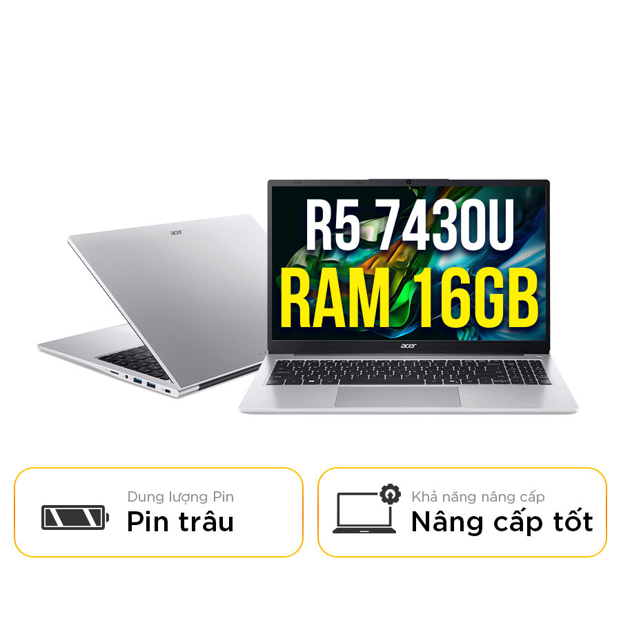 [New 100%] Laptop Acer Aspire Lite 15 AL15-42P-R8E6 NX.D34SV.001 - AMD Ryzen 5 7430U | 16GB | 15.6 Inch Full HD