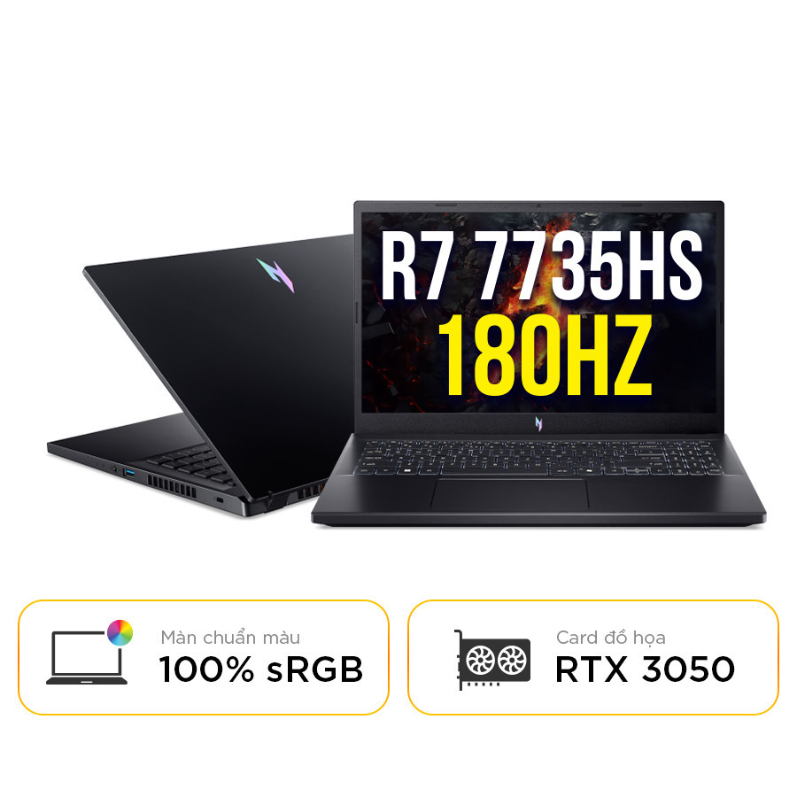 [New 100%] Laptop Gaming Acer Nitro ProPanel ANV15-41-R0FE NH.QPFSV.005 - AMD Ryzen 7 7735HS | RTX 3050 | 15.6 Inch 180Hz 100%sRGB