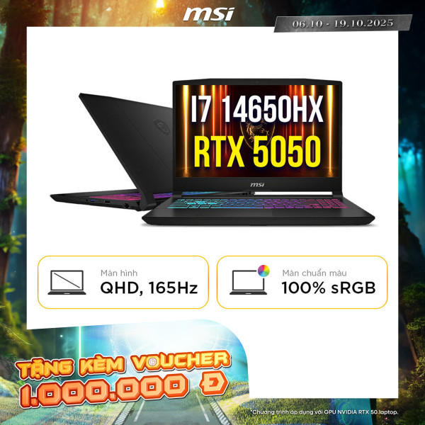 [New 100%] Laptop MSI Katana 15 HX B14WEK 027VN - Intel Core i7 14650HX | RTX 5050 | 15.6 Inch QHD 165Hz 100%DCI-P3