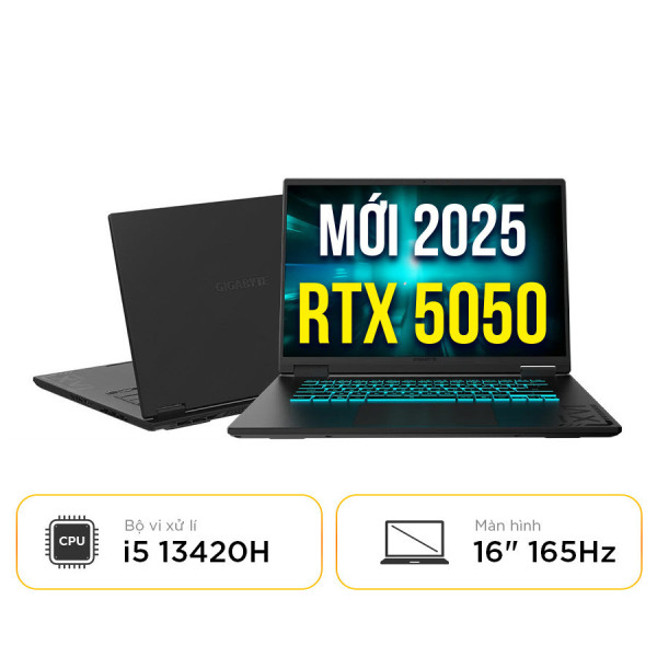 [New 100%] Laptop Gaming Gigabyte A16 CTHH3VN893SH - Intel Core i5 13420H | RTX 5050 | 16 Inch 165Hz