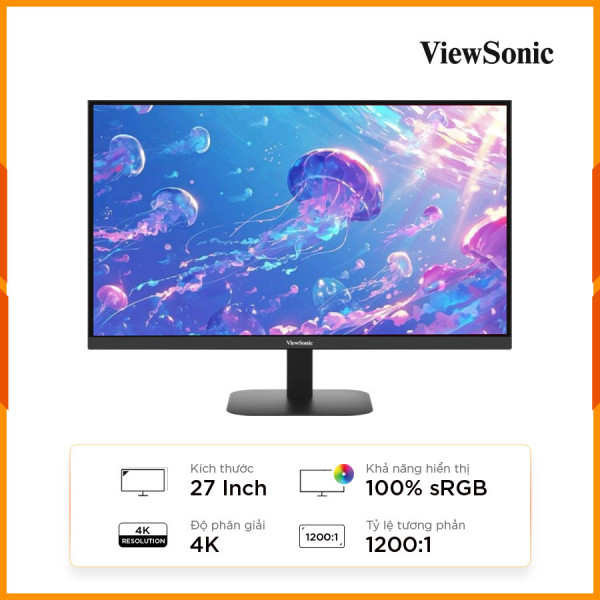 [New 100%] Màn Hình 27 Inch Viewsonic VA2708-4K-MHD (4K/60Hz/1MS/LOA)