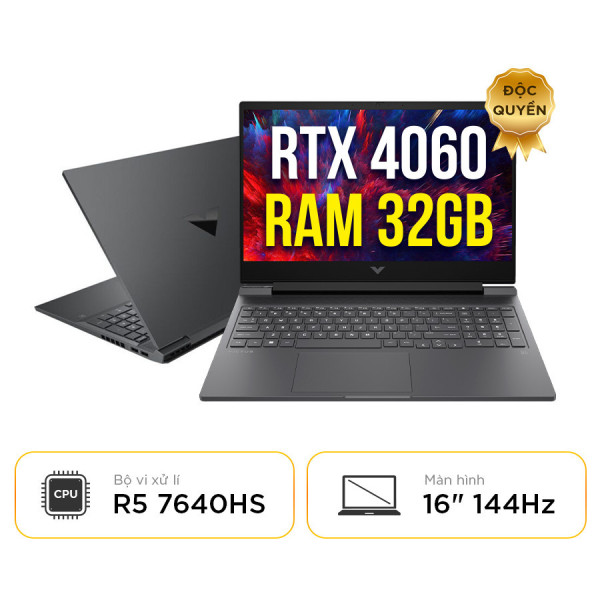 [New 100%] Laptop HP Victus 16-s0142AX 9Q989PA - Ryzen 5 7640HS | 32GB | 512GB | RTX 4060 8GB | 16.1 inch FHD 144Hz