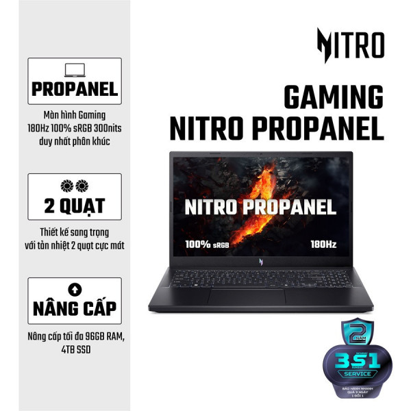 [New 100%] Laptop Gaming Acer Nitro ProPanel  ANV15-41-R9M1 - AMD Ryzen 5-7535HS | RTX 3050 | 15.6 Inch 180Hz 100%sRGB