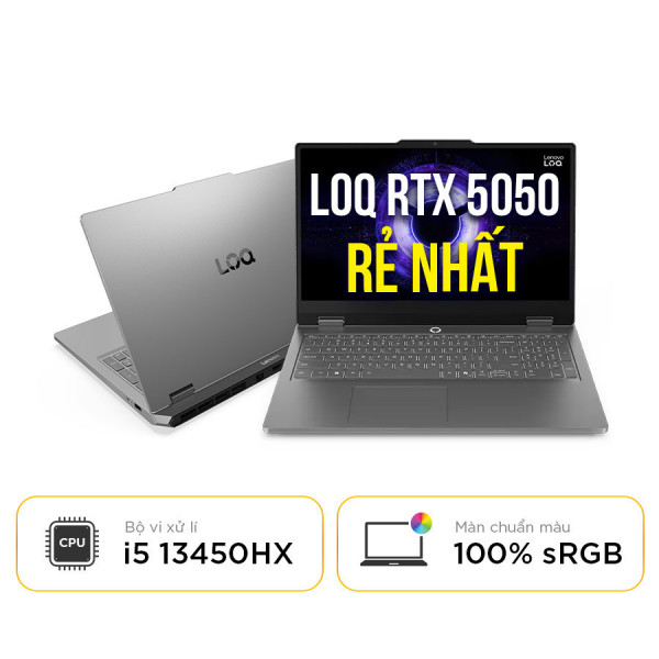 [New 100%] Laptop Lenovo LOQ Essential 15IRX11 83SC003RVN - Intel i5 13450HX | RAM 16GB | SSD 512GB | RTX 5050 | 15.6 inch Full HD 144Hz 100% sRGB