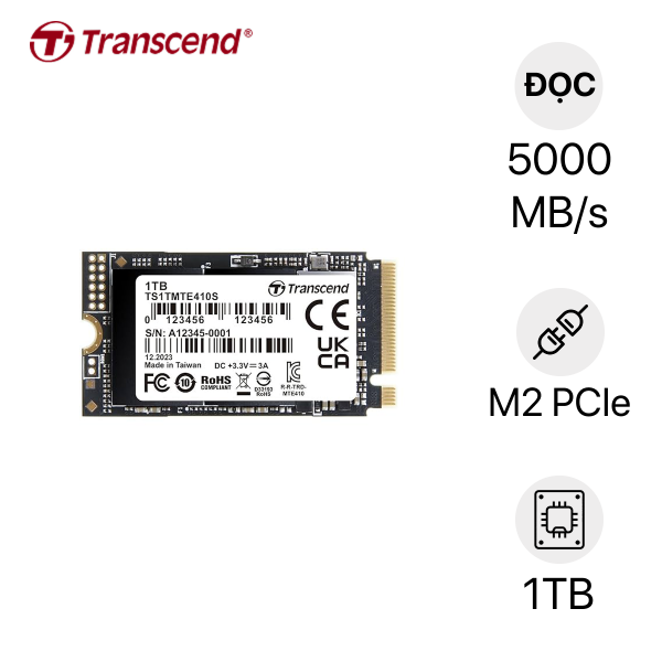 [New 100%] Ổ Cứng SSD 1TB Transcend TS1TMTE410S M.2 NVMe 2242 PCIE Gen 4x4