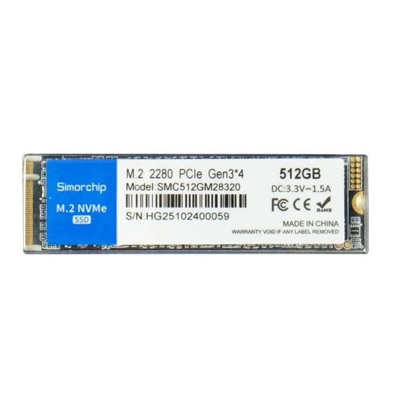 [New 100%] Ổ Cứng SSD NVMe 512GB SIMORCHIP SSD320 Mới PCIe Gen 3x4/Tốc độ 2400MB/s – 1600MB/s/3