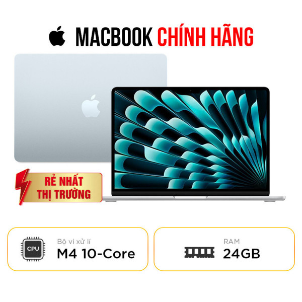 [New 100%] Macbook Air M4 - 10 Core CPU | 10 Core GPU | RAM 24GB | SSD 512GB |13.6 Inch Liquid Retina
