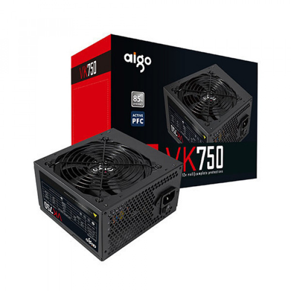 [New 100%] Nguồn Máy Tính PSU AIGO VK750 - 750W (85 Plus/ Active PFC/ Single Rail)