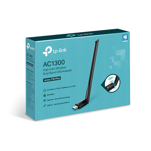 [New 100%] Card Mạng Không Dây TP-Link USB Archer T3U Plus (Chuẩn AC/ AC1300Mbps/ Ăng-ten ngoài)
