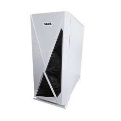 Vỏ case gaming SAMA JAZOVO Plus XII White (Mid tower, kính cường lực, sẵn 3 fan RGB 12cm)