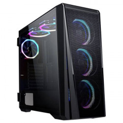 Vỏ case gaming SAMA 2101 (Mid tower, mica, sẵn 3 fan LED đỏ 12cm)