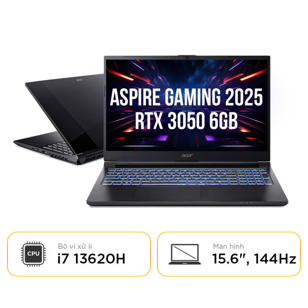 [New 100%] Laptop Acer Gaming Aspire 7 A715-59G-78WG - Intel Core i7-13620H | RAM 16GB | RTX 3050 6GB | 15.6 Inch Full HD 144Hz