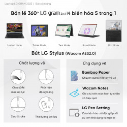 [New 100%] Laptop LG Gram 2 in 1 2023 14T90R-G.AH55A5 - i5-1340P | 16GB | 512GB | 14 inch WUXGA 99%DCI-P3