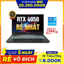 [New 100%] Laptop Gaming Gigabyte G5 MF F2VN333SH | F2PH333SH  - Intel Core i5-12450H | RTX 4050 | 15.6 inch Full HD 144Hz