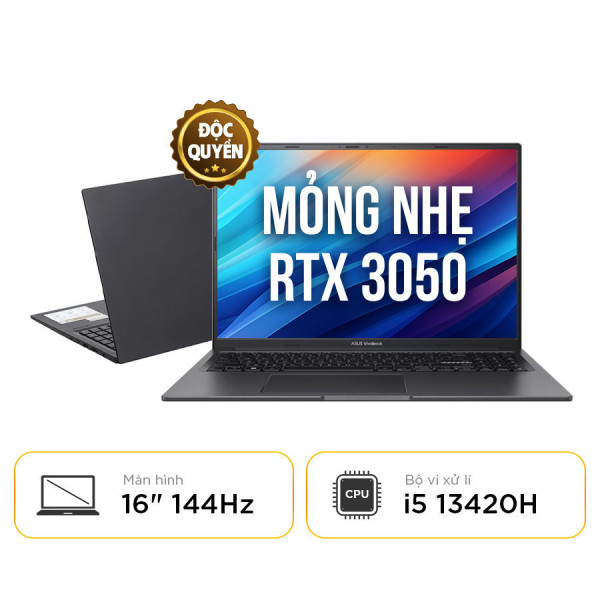 [New 100%] Laptop Asus Gaming Vivobook 16X K3605VC-RP521W - Intel Core i5 13420H | RTX 3050 | 16 Inch Full HD+ 144Hz