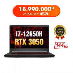 [New 100%] Laptop MSI Gaming GF63 12UC-887VN - Intel Core i7-12650H | RTX 3050 4GB | 15.6 inch Full HD 144Hz
