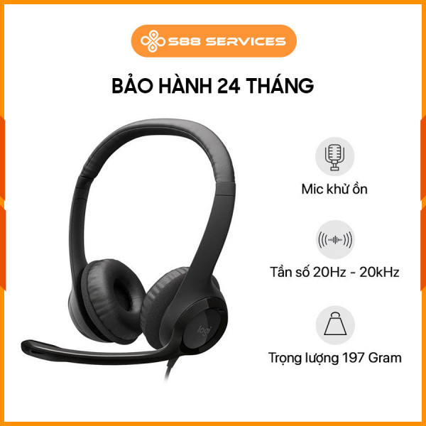[New 100%] Tai nghe Logitech H390 Wired USB On-Ear Stereo với Mic Khử Tiếng Ồn (màu đen)