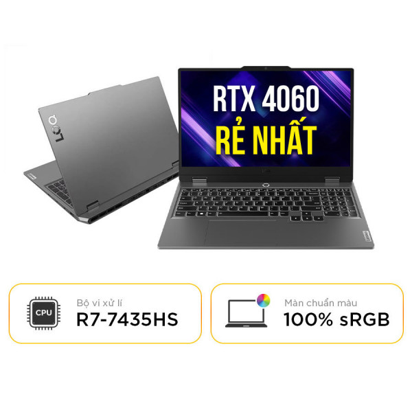 [New 100%] Laptop Lenovo LOQ 15ARP9 83JC0000US - AMD Ryzen 7-7435HS | RTX 4060 | 16GB | 15.6 inch Full HD 100% sRGB 144Hz