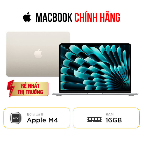 [New 100%] Macbook Air M4 - 10 Core CPU | 8 Core GPU | RAM 16GB | 13.6 Inch Liquid Retina