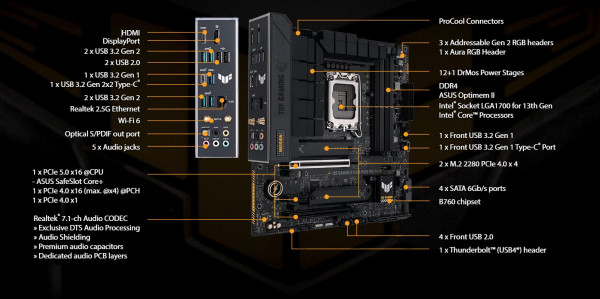 [New 100%] Mainboard Asus TUF GAMING B760M-PLUS WIFI DDR4