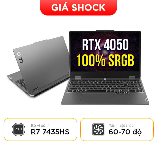 [New 100%] Laptop Lenovo LOQ 15ARP9 83JC007KUS - AMD R7 - 7435HS | 16GB DDR5 | RTX™ 4050 | 15.6 inch Full HD 144Hz 100% sRGB