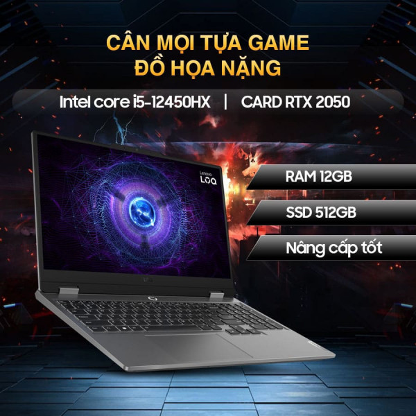 [New 100%] Laptop Lenovo LOQ 15IAX9 83GS001BUS - Intel Core i5 12450HX | RTX 2050 | 15.6 inch 144Hz 100% sRGB