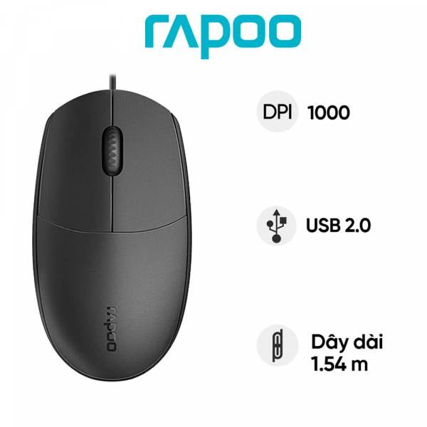 [New 100%] Chuột có dây RAPOO N110 Silent Black 12953