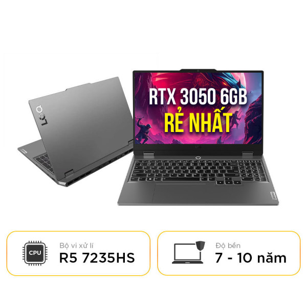 [New 100%] Laptop Lenovo LOQ 15ARP9 83JC007HVN - AMD Ryzen 5 - 7235HS | RTX 3050 | 12GB | 15.6 inch Full HD 100% sRGB 144Hz