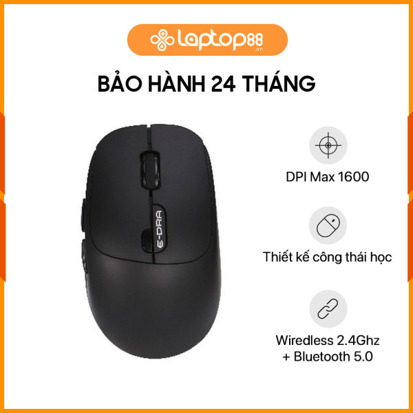 [New 100%] Chuột Không Dây Công Thái Học EDRA EM605W Black