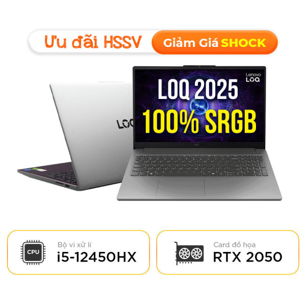 [New 100%] Laptop Lenovo LOQ Essential 15IAX9E 83LK006CIN - Intel i5-12450HX | SSD 512GB | RTX 2050 | 15.6 inch Full HD 144Hz 100% sRGB