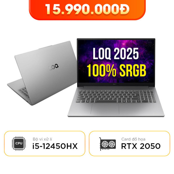[New 100%] Laptop Lenovo LOQ Essential 15IAX9E 83LK0001US - Intel i5-12450HX | RAM 8GB | SSD 512GB | RTX™ 2050 | 15.6 inch Full HD 144Hz 100% sRGB