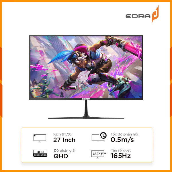 [New 100%] Màn Hình Gaming 27 Inch EDRA EGM27Q165P (27 inch/QHD/IPS/165Hz/0.5ms)