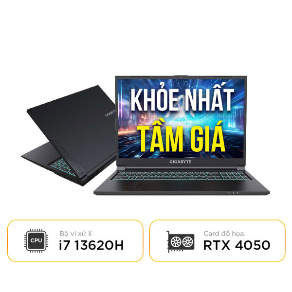 [New 100%] Laptop Gaming GIGABYTE G6 MF H2VN853KH (RC56) - Intel Core i7 13620H | RTX 4050 | 16 Inch 165Hz