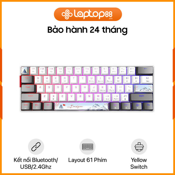 [New 100%] Bàn Phím Cơ EDRA EK361W Snow (White Gray) Yellow Switch