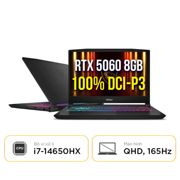 [New 100%] Laptop MSI Katana 15 HX B14WFK 267VN - Intel  i7-14650HX  | RTX 5060 8GB | 15.6 QHD 165Hz