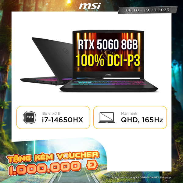 [New 100%] Laptop MSI Katana 15 HX B14WFK 267VN - Intel  i7-14650HX  | RTX 5060 8GB | 15.6 QHD 165Hz