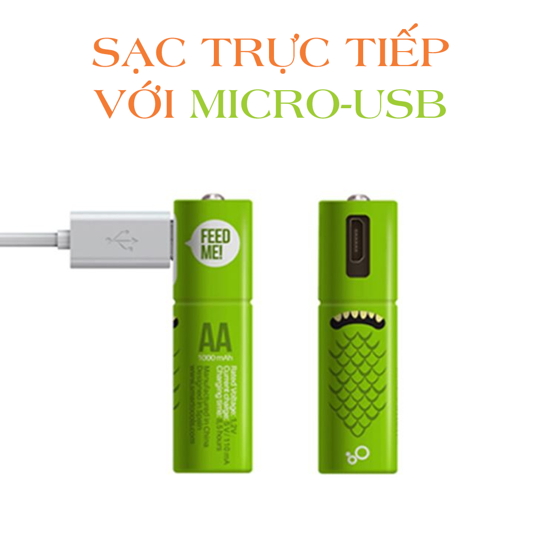 Pin tiểu AA / AAA TỰ SẠC - Đầu Micro USB