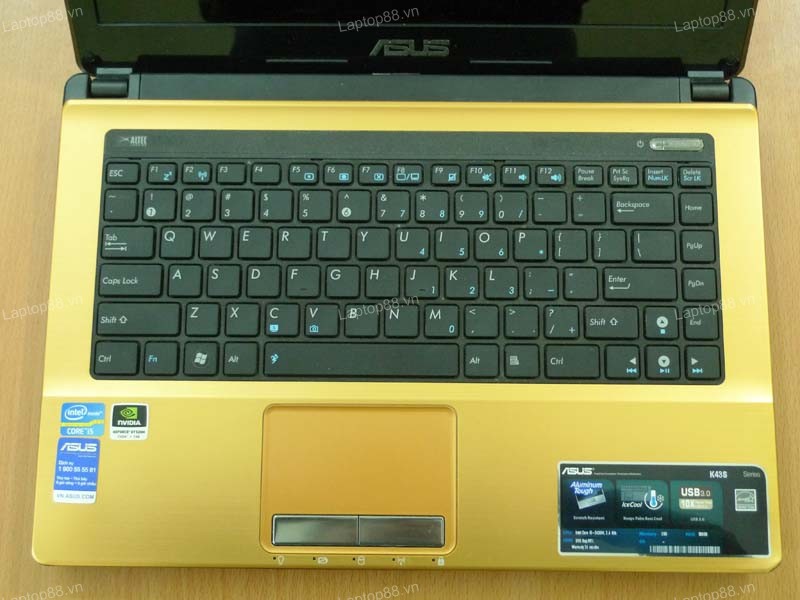 Laptop Asus K43S Gold (Core i5 2430M, RAM 2GB, HDD 500GB, Nvidia Geforce GT 520M, 14 inch)3