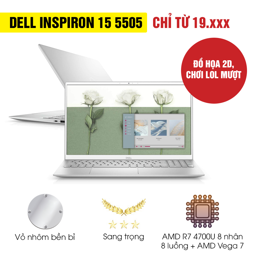 [Mới 100% Full Box] Laptop Dell inspiron 5505 0XDDY - AMD Ryzen 7
